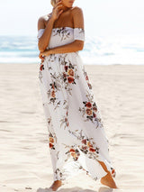 Women's Floral Print Smocked Off-the-shoulder Maxi Dress