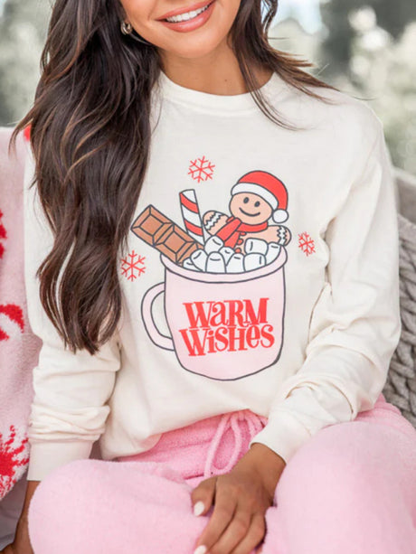 Women's New Christmas Cartoon Pattern Printed Casual Round Neck Sweatshirt