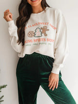 Women's New Christmas Cartoon Pattern Printed Casual Round Neck Sweatshirt