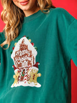 Women's Christmas embroidered sequined pullover sweatshirt