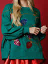 New women's Christmas sequined long-sleeved pullover sweatshirt