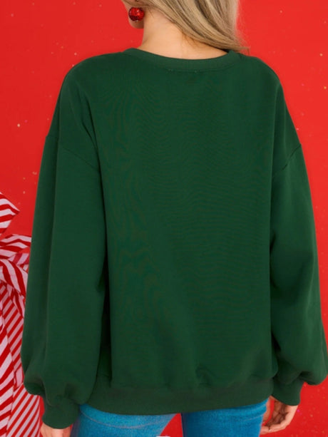New autumn and winter bow fashion round neck long sleeve sequin splicing Christmas sweatshirt
