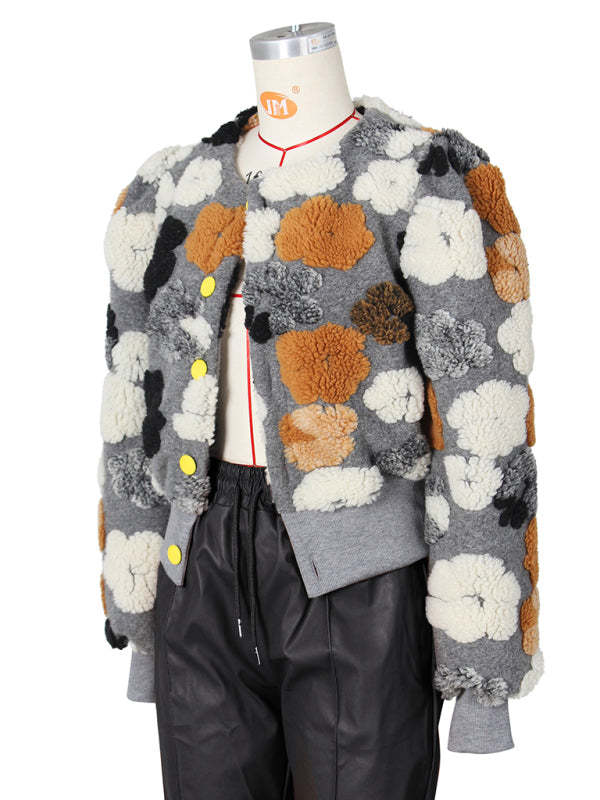 Chic Blossom: The Textured Floral Bomber Jacket & Denim Ensemble