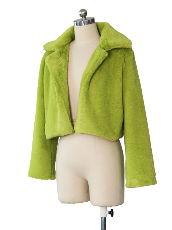 Opulence Emporion Women's leather lapel short jacket