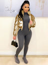 Opulence Emporion Glamour Glaze: Chic Metallic Shine Puffer Jacket