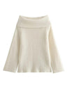 New women's one-line collar solid color knitted sweater