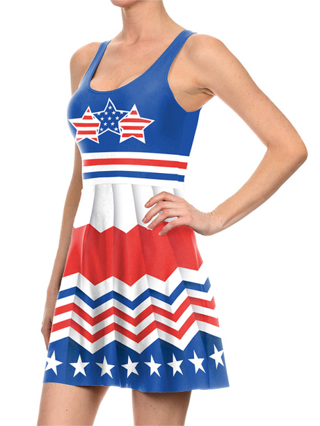 Women's Sleeveless Stars And Stripes Print Sundress