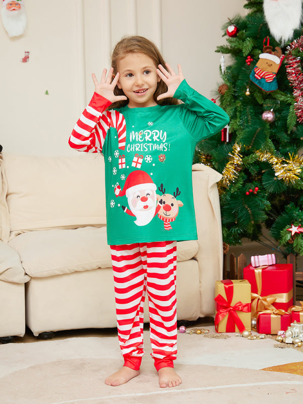 New Cartoon Santa Letter Printed Parent-Child Christmas Pajamas Home Clothes Set (Children’s Style)