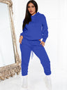 Women’s Solid Color Drawstring Hooded Sweatshirt & High Waisted Sweatpant Joggers