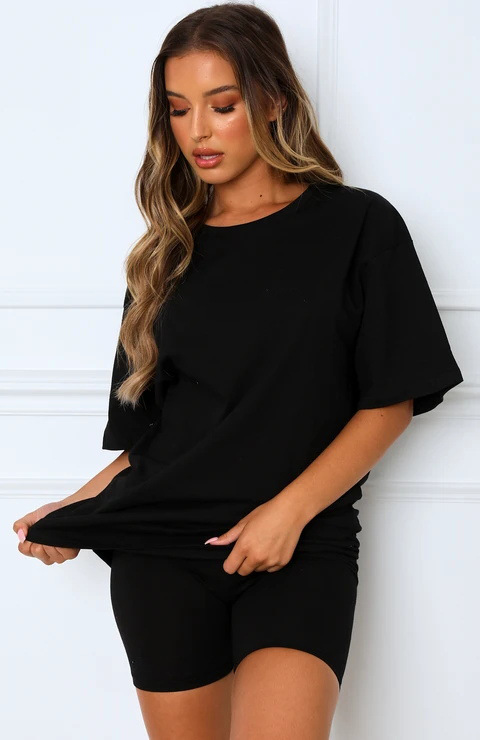 Women's solid color casual short-sleeved + shorts two-piece sets