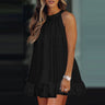 Women's Halter Neck Ruffle Sleeveless Pleated Dress