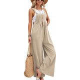 Women's Solid Color Casual Bib Trousers