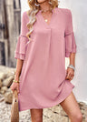 Women's Solid Color Flutter Sleeve Dress